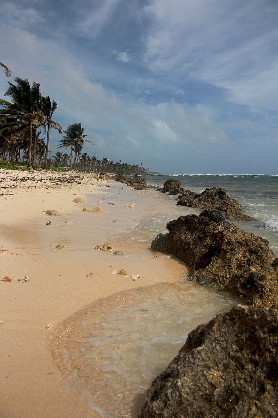 Praia caribenha com mar azul